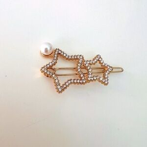 Pearl and star shape crystal hair clip
